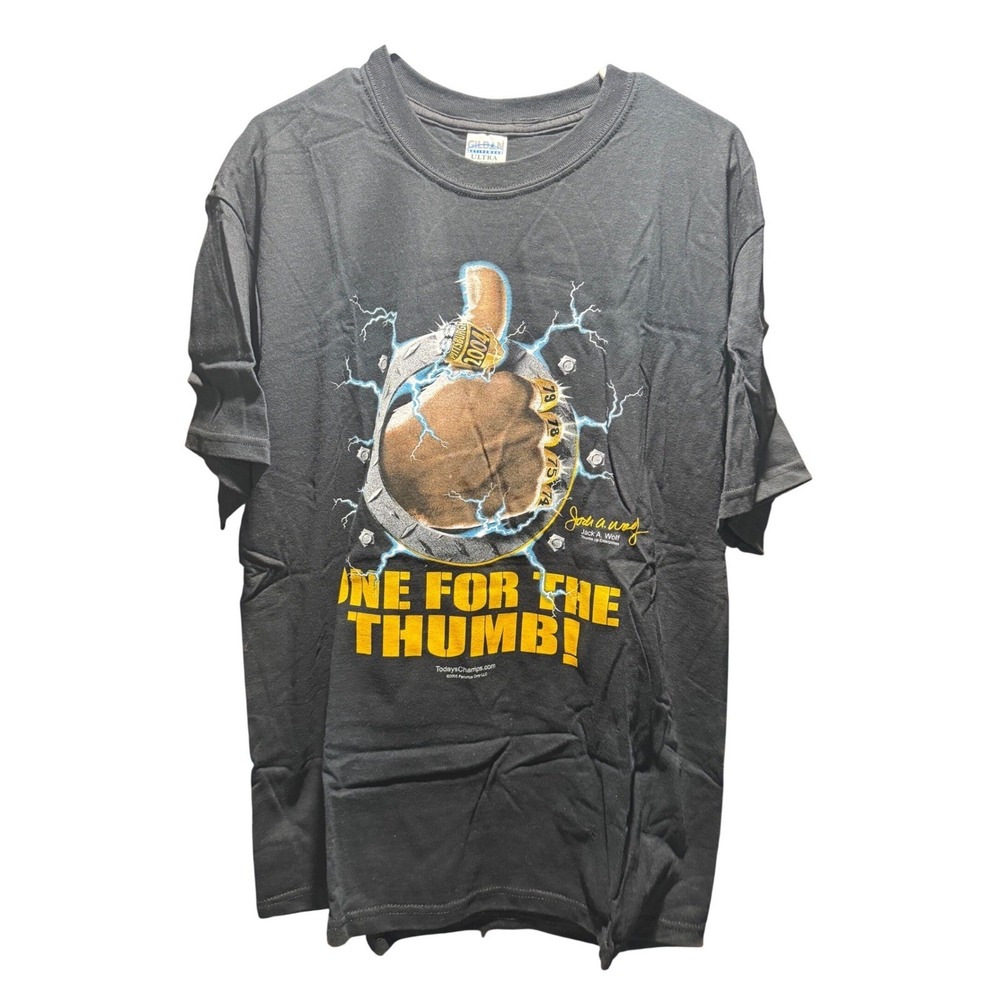Gildan Pittsburgh Steelers One For The Thumb T-Shirt Black Mens Large 2005 Ring